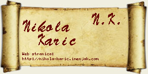 Nikola Karić vizit kartica